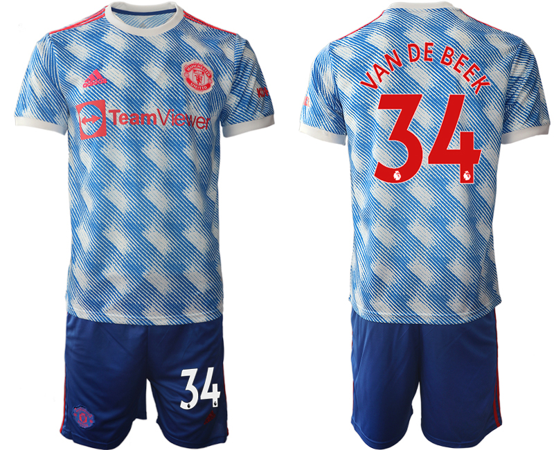 Men 2021-2022 Club Manchester United away blue #34 Soccer Jersey->manchester united jersey->Soccer Club Jersey